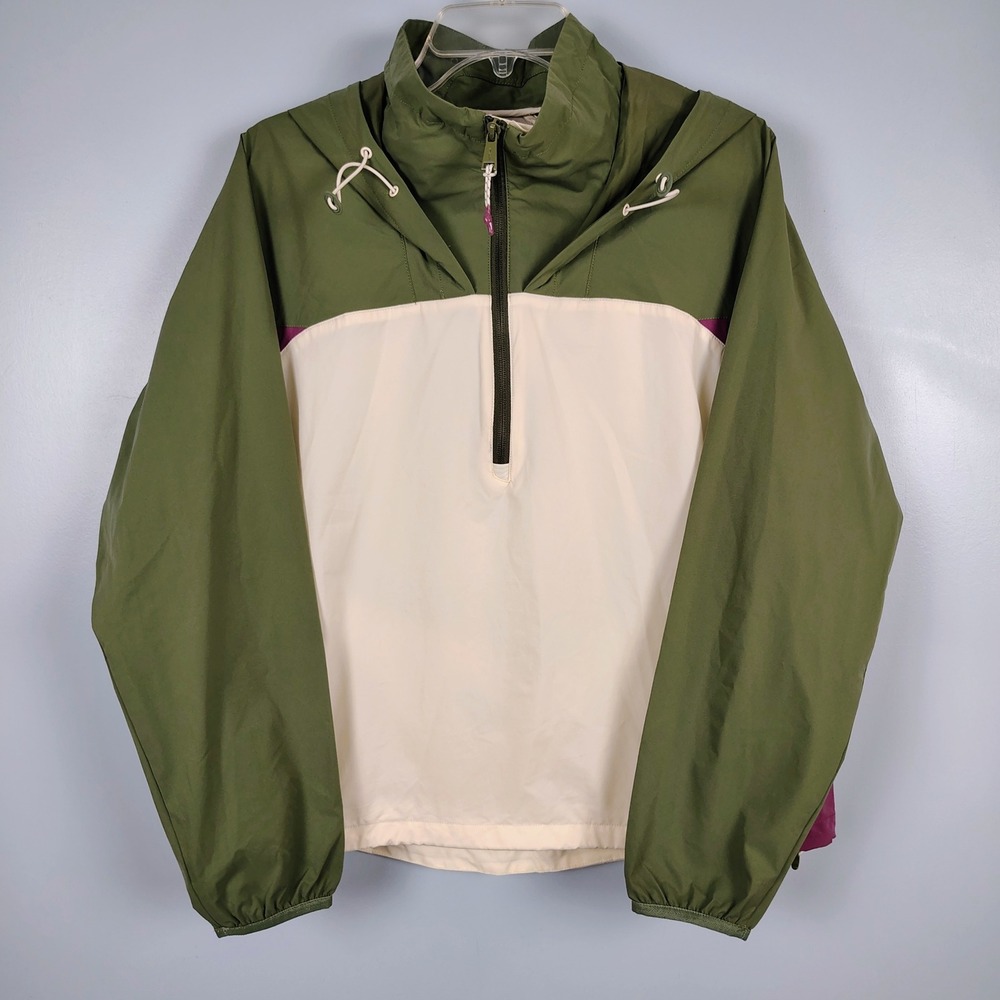 RLX Ralph Lauren Womens M Colorblock Windbreaker Green Cream Gorpcore Utility
